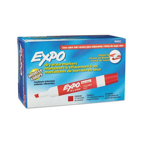 Low-odor Dry-erase Marker, Broad Chisel Tip, Red, Dozen