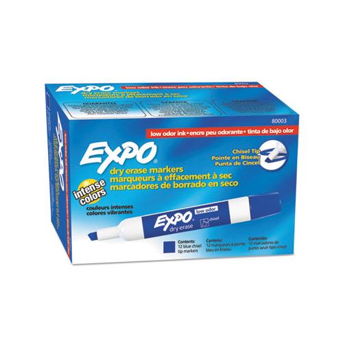 Low-odor Dry-erase Marker, Broad Chisel Tip, Blue, Dozen
