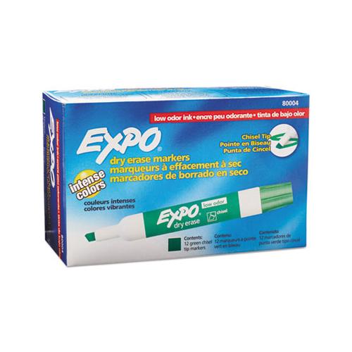 Low-odor Dry-erase Marker, Broad Chisel Tip, Green, Dozen