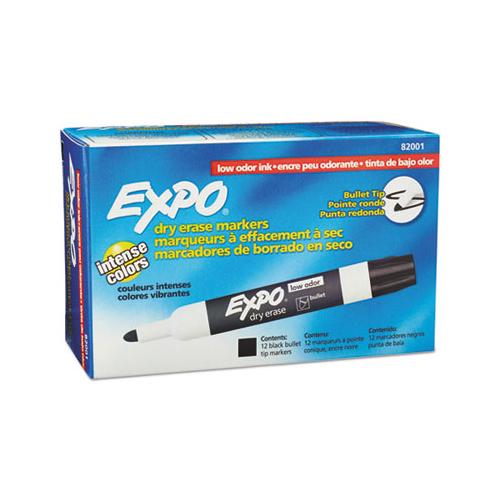 Low-odor Dry-erase Marker, Medium Bullet Tip, Black, Dozen