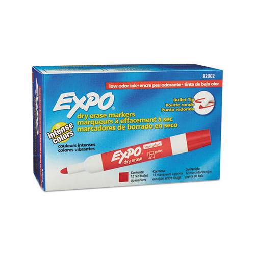 Low-odor Dry-erase Marker, Medium Bullet Tip, Red, Dozen