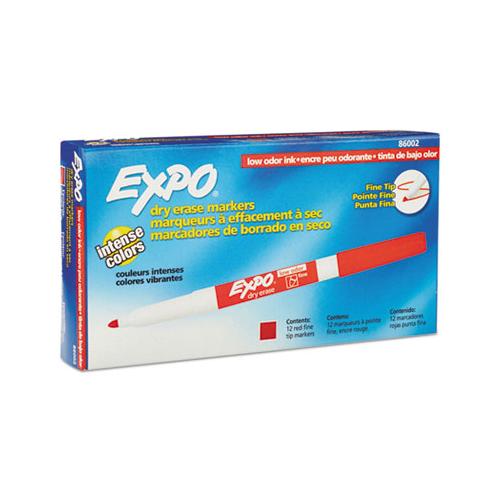 Low-odor Dry-erase Marker, Fine Bullet Tip, Red, Dozen