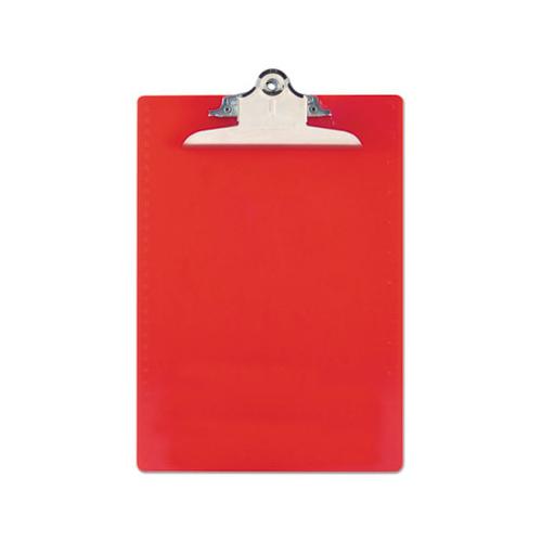 Recycled Plastic Clipboard With Ruler Edge, 1" Clip Cap, 8 1-2 X 12 Sheets, Red