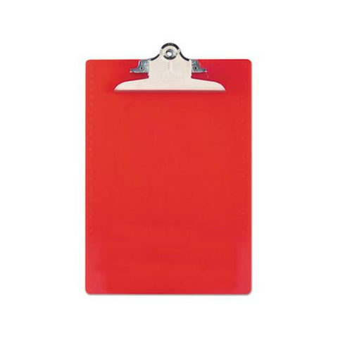Recycled Plastic Clipboard With Ruler Edge, 1" Clip Cap, 8 1-2 X 12 Sheets, Red