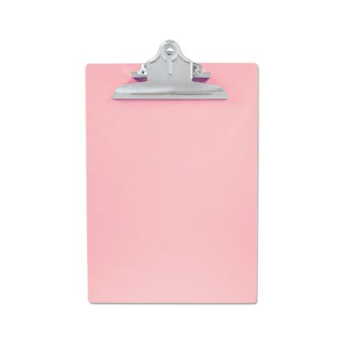 Recycled Plastic Clipboard With Ruler Edge, 1" Clip Cap, 8 1-2 X 12 Sheets, Pink