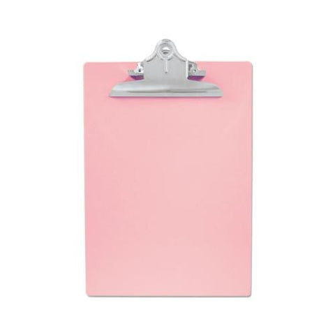 Recycled Plastic Clipboard With Ruler Edge, 1" Clip Cap, 8 1-2 X 12 Sheets, Pink