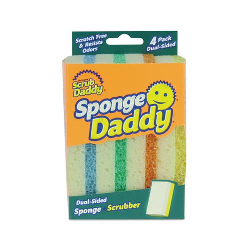 Sponge Daddy Dual-sided Sponge, 3 3-8 X 5.563 X 2 5-8, Assorted,4-pk,20pk-ctn