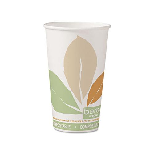 Bare By Solo Eco-forward Pla Paper Hot Cups, Leaf Design, 16 Oz, 1000-carton