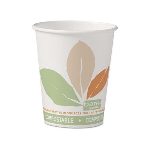 Bare By Solo Eco-forward Pla Paper Hot Cups, 10 Oz, Leaf Design, 50-pack