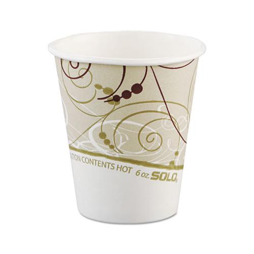 Paper Hot Cups In Symphony Design, Polylined, 6oz, Beige-white, 1000-carton