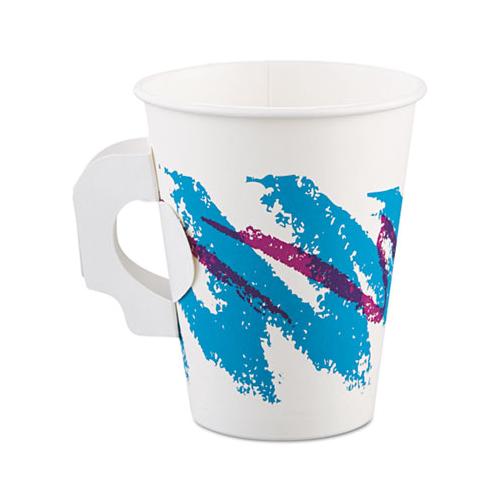 Jazz Paper Hot Cups, Handles, 8oz, Polycoated, 1000-carton