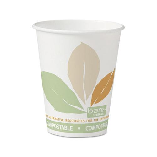 Bare By Solo Eco-forward Pla Paper Hot Cups, 8 Oz, Leaf Design,50-bag,20 Bags-ct