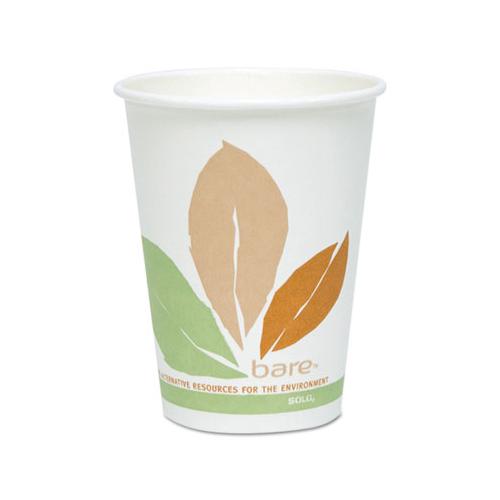 Bare By Solo Eco-forward Pla Paper Hot Cups, 12 Oz, Leaf Design, 50-pack
