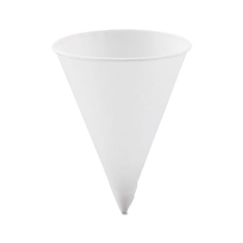 Cone Water Cups, Paper, 4.25oz, Rolled Rim, White, 5000-carton