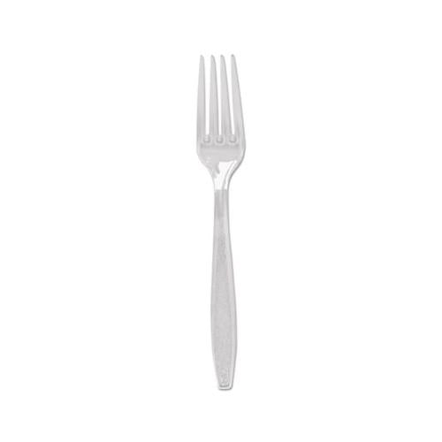 Guildware Heavyweight Plastic Cutlery, Forks, Clear, 1000-carton