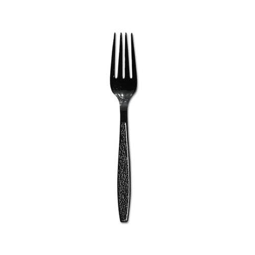 Guildware Heavyweight Plastic Forks, Black, 1000-carton
