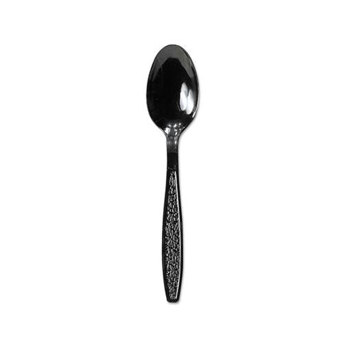 Guildware Heavyweight Plastic Teaspoons, Black, 1000-carton