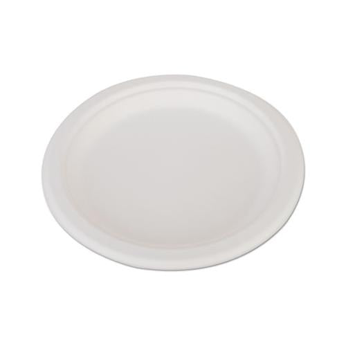 Champware Heavyweight Bagasse Dinnerware, Plate, 9", White, 500-carton