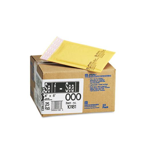 Jiffylite Self-seal Bubble Mailer, #000, Barrier Bubble Lining, Self-adhesive Closure, 4 X 8, Golden Brown Kraft, 25-carton