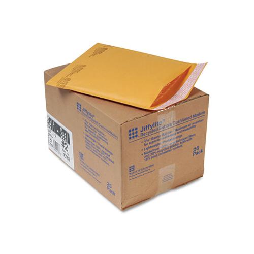 Jiffylite Self-seal Bubble Mailer, #2, Barrier Bubble Lining, Self-adhesive Closure, 8.5 X 12, Golden Brown Kraft, 25-carton