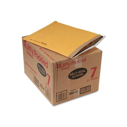 Jiffy Padded Mailer, #7, Paper Lining, Self-adhesive Closure, 14.25 X 20, Natural Kraft, 50-carton