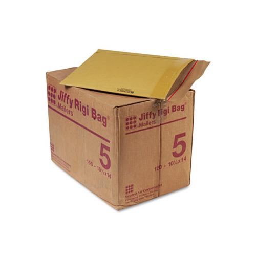 Jiffy Rigi Bag Mailer, #5, Square Flap, Self-adhesive Closure, 10.5 X 14, Natural Kraft, 150-carton