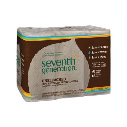 Natural Unbleached 100% Recycled Paper Towel Rolls, 11 X 9, 120 Sh-rl, 6 Rl-pk