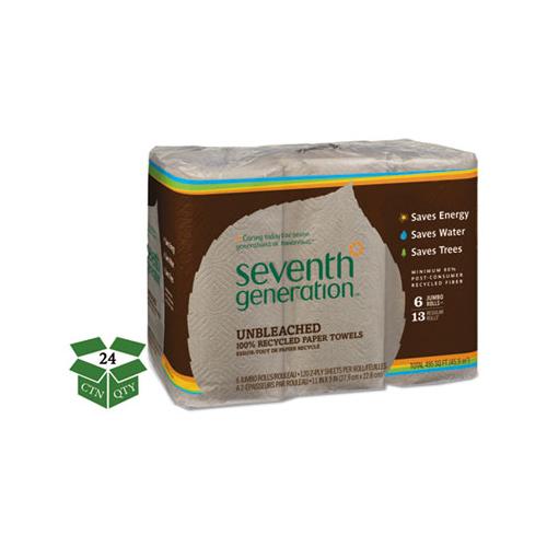 Natural Unbleached 100% Recycled Paper Towel Rolls, 11 X 9, 120 Sh-rl, 24 Rl-ct