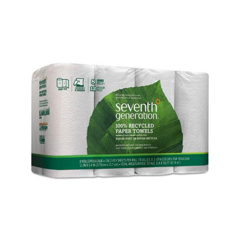 100% Recycled Paper Towel Rolls, 2-ply, 11 X 5.4 Sheets, 156 Sheets-rl, 8 Rl-pk