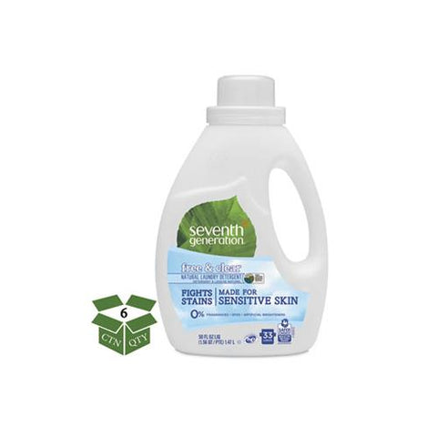 Natural 2x Concentrate Liquid Laundry Detergent, Free-clear, 33 Loads, 50oz,6-ct