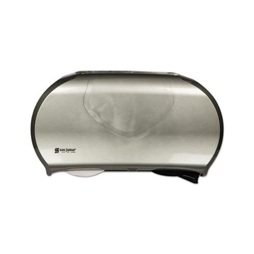 Twin Jumbo Bath Tissue Dispenser, 19 1-4 X 6 X 12 1-4, Faux Stainless Steel