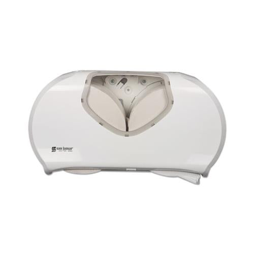 Twin Jumbo Bath Tissue Dispenser, 19 1-4 X 6 X 12 1-4, White-clear