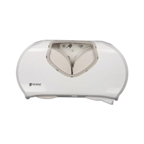 Twin Jumbo Bath Tissue Dispenser, 19 1-4 X 6 X 12 1-4, White-clear