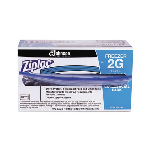 Double Zipper Freezer Bags, 2 Gal, 2.7 Mil, 13" X 15.5", Clear, 100-carton