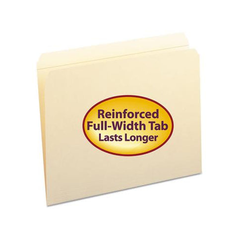 Reinforced Tab Manila File Folders, Straight Tab, Letter Size, 11 Pt. Manila, 100-box