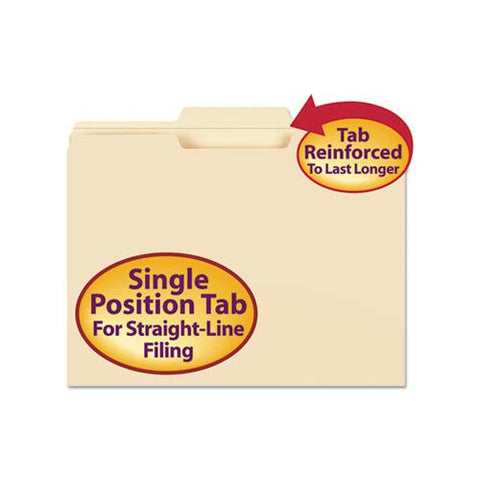 Reinforced Tab Manila File Folders, 1-3-cut Tabs, Center Position, Letter Size, 11 Pt. Manila, 100-box