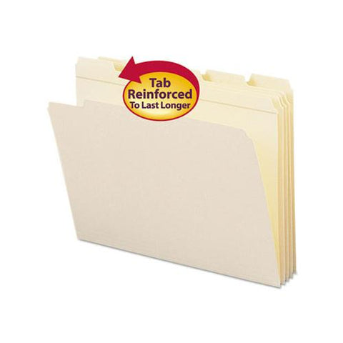 Reinforced Tab Manila File Folders, 1-5-cut Tabs, Letter Size, 11 Pt. Manila, 100-box