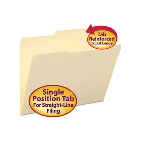Reinforced Guide Height File Folders, 2-5-cut 2-ply Tab, Right Of Center, Letter Size, Manila, 100-box