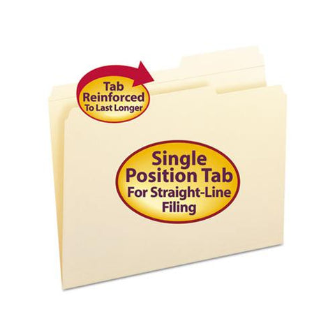 Reinforced Guide Height File Folders, 2-5-cut Tabs, Right Of Center, Letter Size, Manila, 100-box