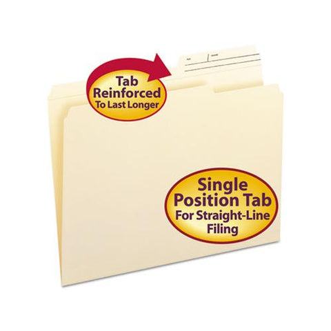 Reinforced Guide Height File Folders, 2-5-cut Printed Tab, Right Of Center, Letter Size, Manila, 100-box