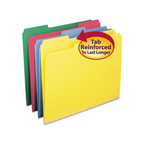 Reinforced Top Tab Colored File Folders, 1-3-cut Tabs, Letter Size, Assorted, 12-pack