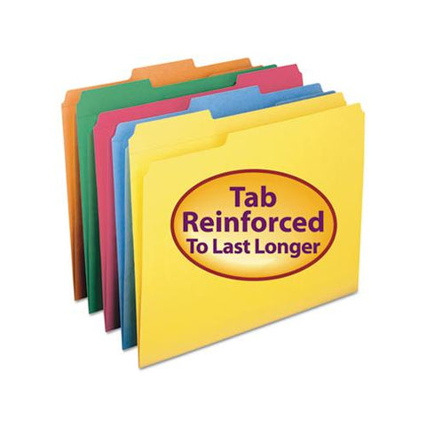 Reinforced Top Tab Colored File Folders, 1-3-cut Tabs, Letter Size, Assorted, 100-box