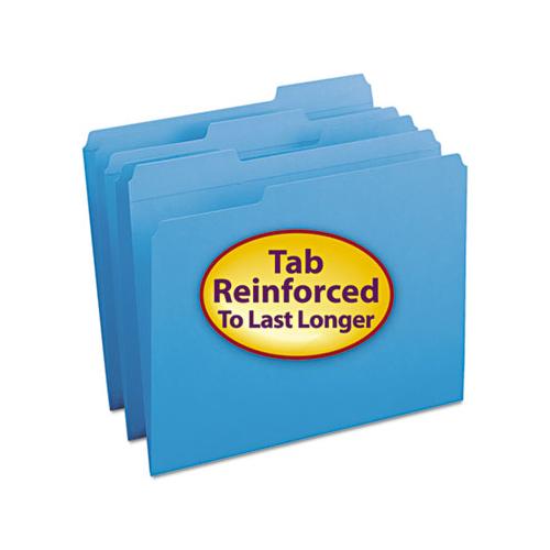 Reinforced Top Tab Colored File Folders, 1-3-cut Tabs, Letter Size, Blue, 100-box