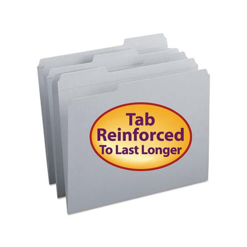 Reinforced Top Tab Colored File Folders, 1-3-cut Tabs, Letter Size, Gray, 100-box