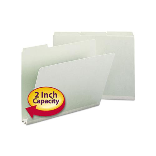 Expanding Recycled Heavy Pressboard Folders, 1-3-cut Tabs, 2" Expansion, Letter Size, Gray-green, 25-box
