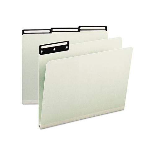 Recycled Heavy Pressboard File Folders With Insertable Metal Tabs, 1-3-cut Tabs, Letter Size, Gray-green, 25-box
