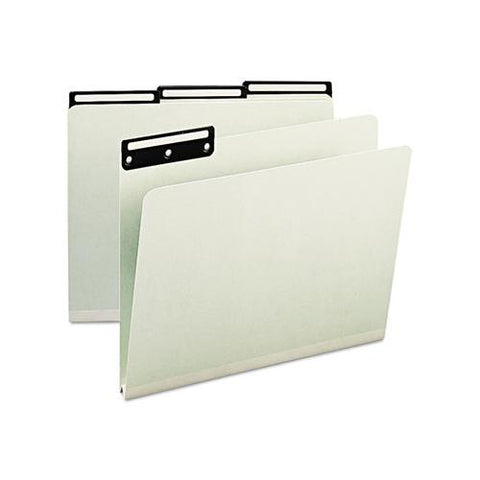 Recycled Heavy Pressboard File Folders With Insertable Metal Tabs, 1-3-cut Tabs, Letter Size, Gray-green, 25-box