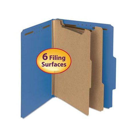 100% Recycled Pressboard Classification Folders, 2 Dividers, Letter Size, Dark Blue, 10-box