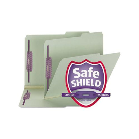 Recycled Pressboard Folders W-two Safeshield Fasteners, 2-5-cut Tab, Right Of Center, 2" Exp, Letter Size, Gray-green, 25-box