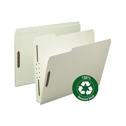 100% Recycled Pressboard Fastener Folders, Letter Size, Gray-green, 25-box